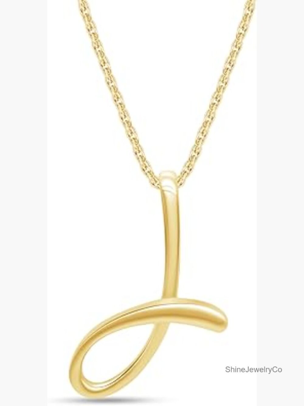 14K Gold Over Sterling Silver Script Letter Pendant Necklace 18" Chain